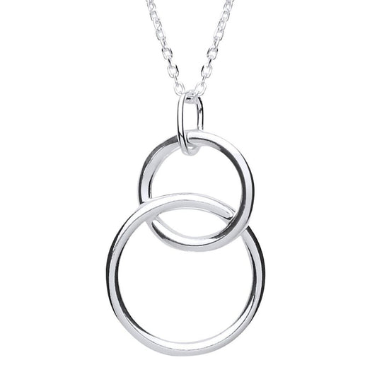 Silver Chinese Linking Rings Drop Necklace 16 + 1 inch - GVK190