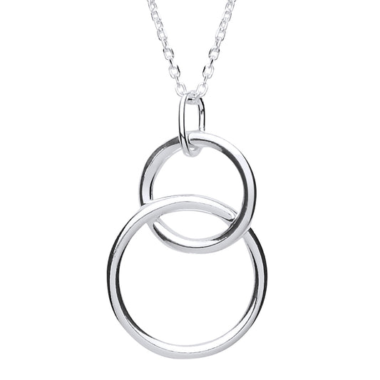 Silver  Chinese Linking Rings Drop Necklace 16 + 1 inch - GVK190