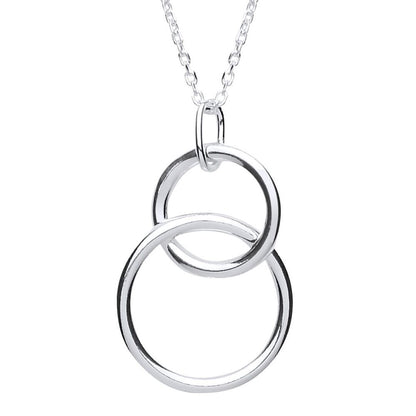 Silver  Chinese Linking Rings Drop Necklace 16 + 1 inch - GVK190