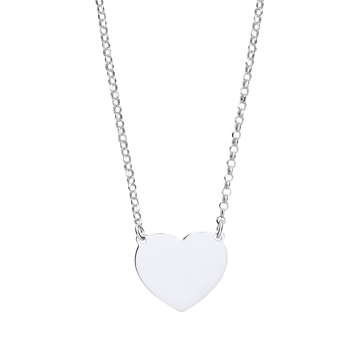 Silver  Love Heart Disc Medallion Necklace 16 + 1 inch - GVK193