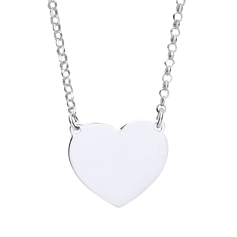 Silver  Love Heart Disc Medallion Necklace 16 + 1 inch - GVK193