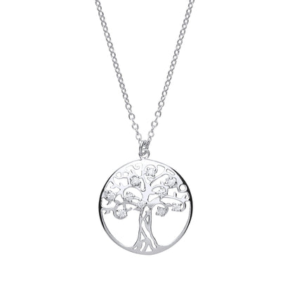 Silver  CZ Tree of Life Charm Necklace 16 inch - GVK196