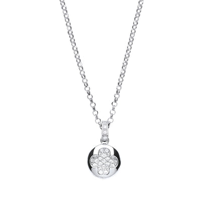 Silver  CZ Pave Clover Cluster Drop Necklace 16 + 1 inch - GVK199