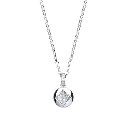 Silver  CZ Pave Quad Cluster Drop Necklace 16 + 1 inch - GVK200