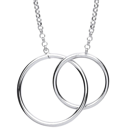 Silver Chinese Linking Rings Charm Necklace 16 inch - GVK202