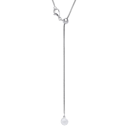 Silver  Adjustable Toggle Lariat Pendant Chain Necklace 1mm 22inch - GVK204