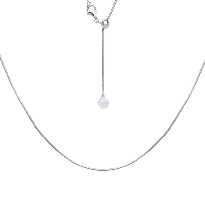 Silver  Adjustable Toggle Lariat Pendant Chain Necklace 1mm 22inch - GVK204