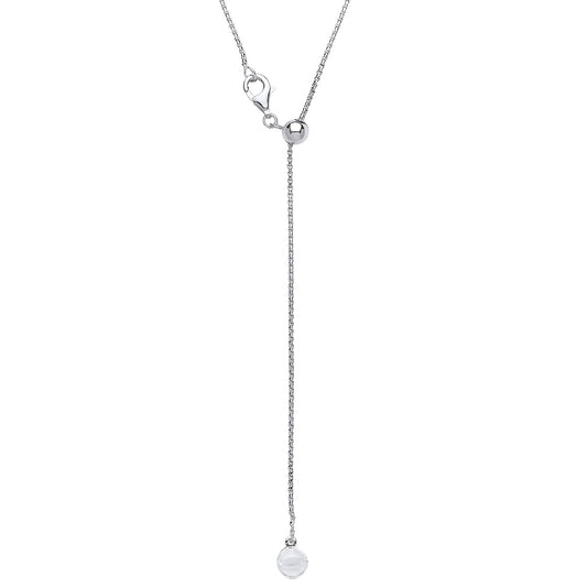 Silver  Adjustable Toggle Lariat Pendant Chain Necklace 1mm 22inch - GVK205