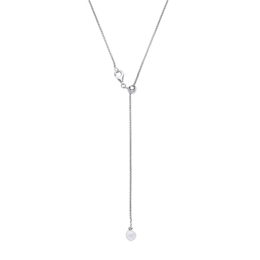 Silver  Adjustable Toggle Lariat Pendant Chain Necklace 1mm 22inch - GVK205