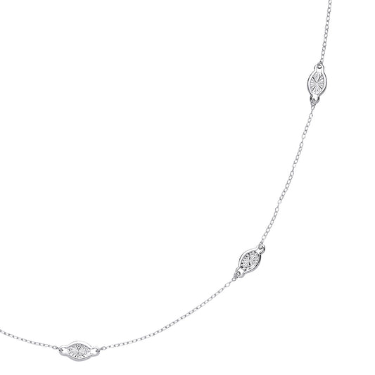 Silver  diamond-cut Faceted Illusion Eternity Necklace 35 inch - GVK213