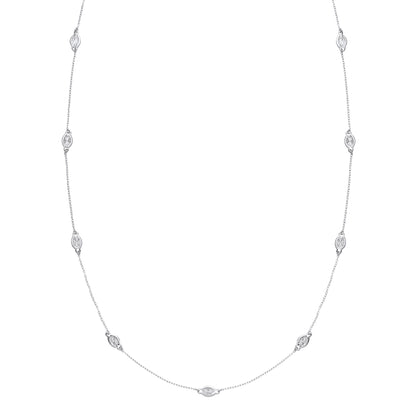 Silver  diamond-cut Faceted Illusion Eternity Necklace 35 inch - GVK213