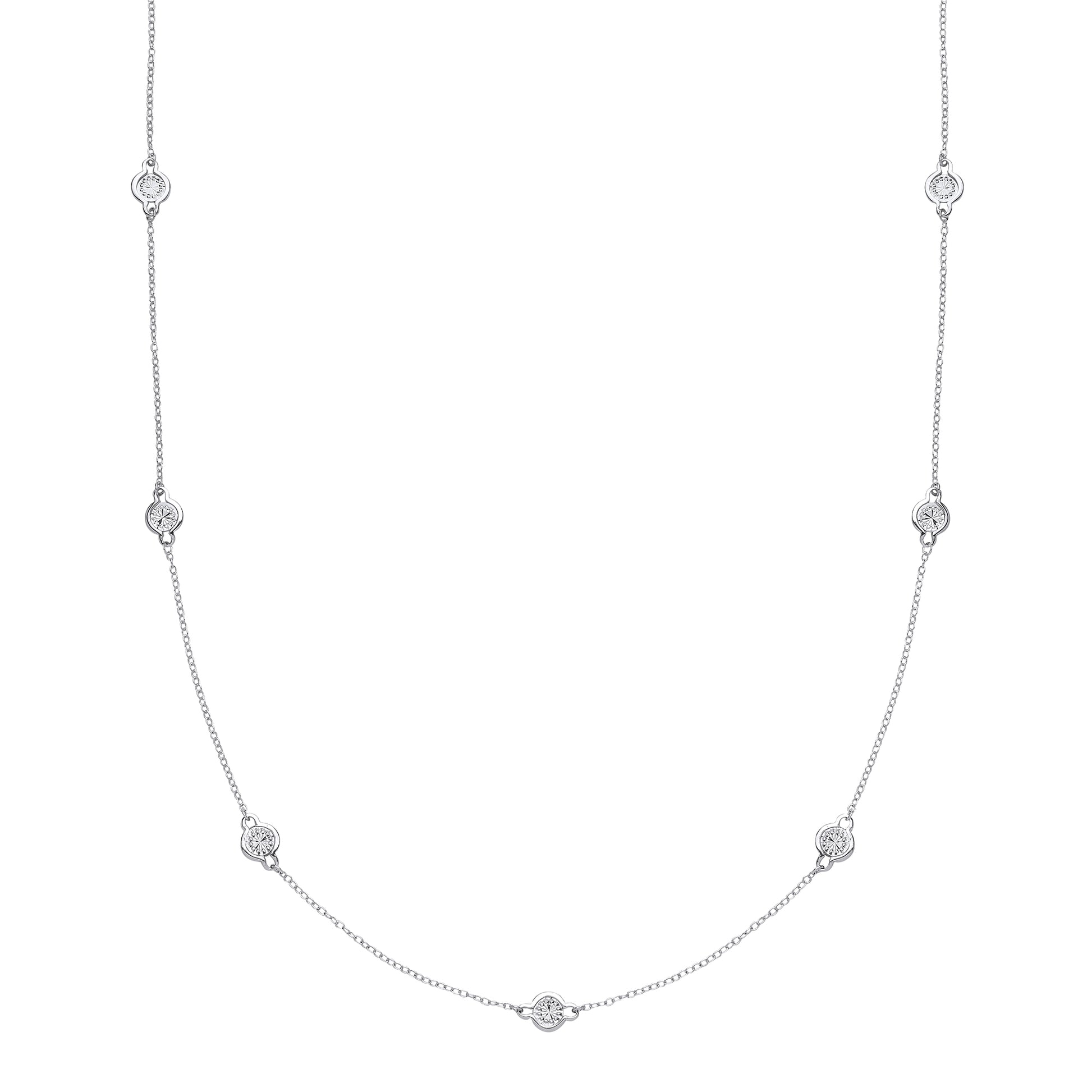 Silver  diamond-cut Faceted Illusion Eternity Necklace 8mm 35" - GVK214