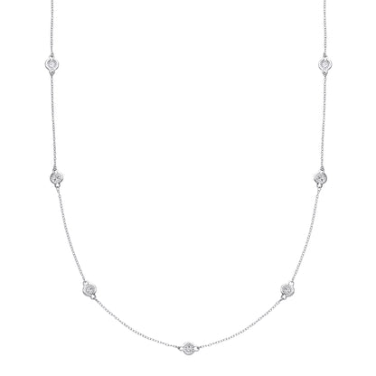 Silver  diamond-cut Faceted Illusion Eternity Necklace 8mm 35" - GVK214