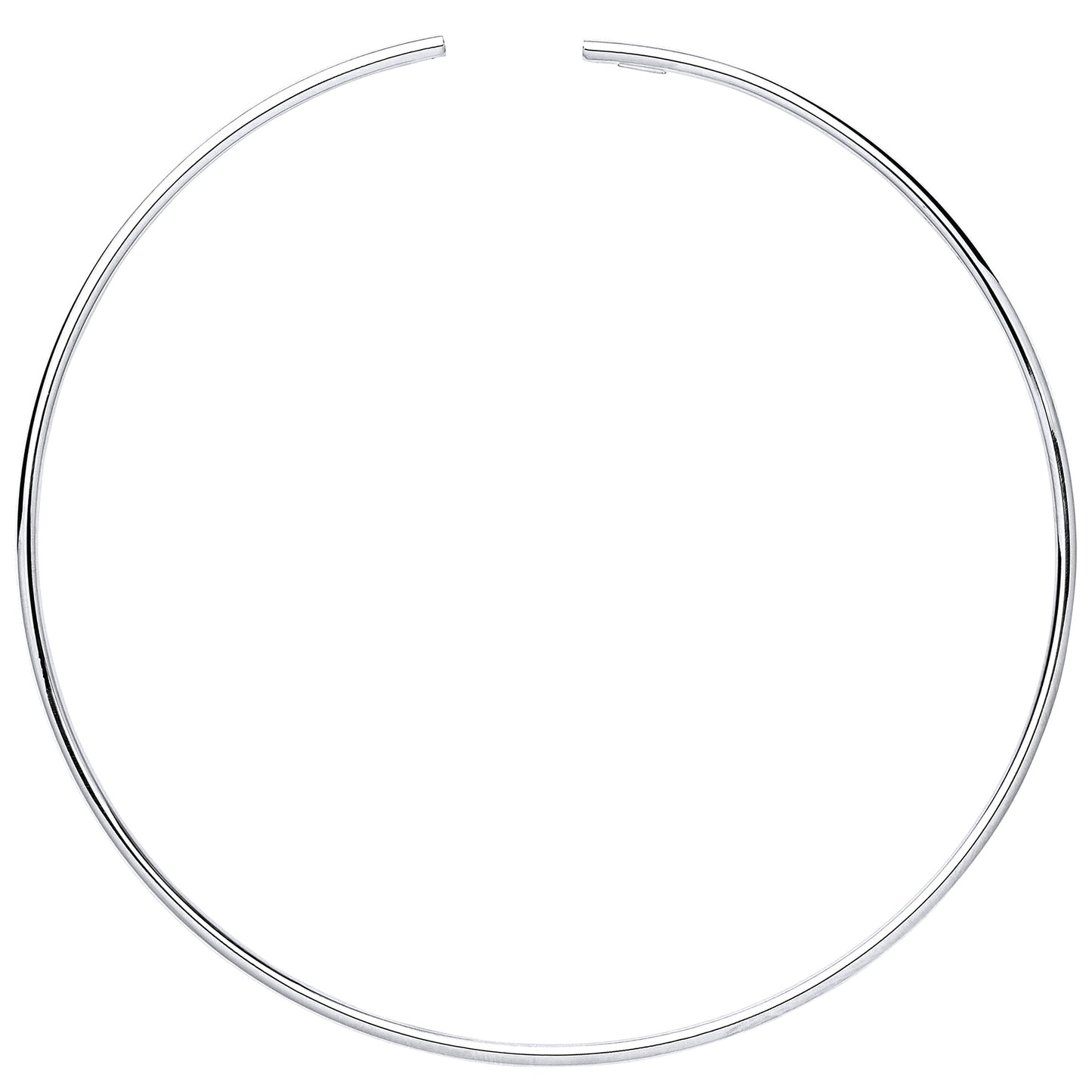 Silver  Flexi Tube Choker Collarette Necklace 2mm 14" + 15mm gap - GVK216RH