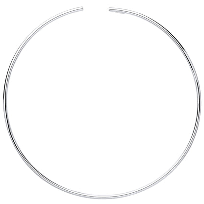 Silver  Flexi Tube Choker Collarette Necklace 2mm 14" + 15mm gap - GVK216RH