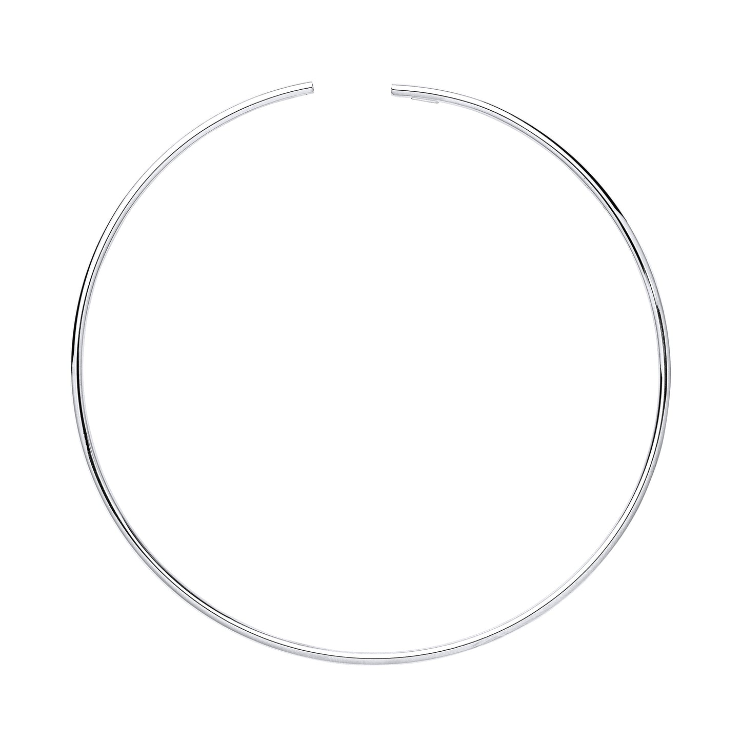 Silver  Flexi Tube Choker Collarette Necklace 2mm 14" + 15mm gap - GVK216RH