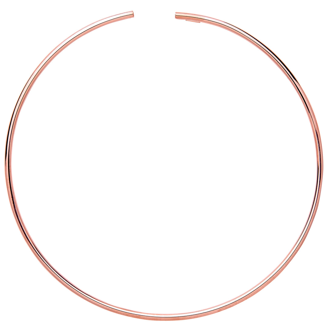 Rose Silver  Flexi Tube Collarette Necklace 2mm 14" + 15mm gap - GVK216ROSE