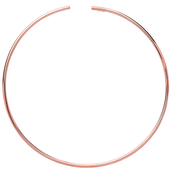 Rose Silver  Flexi Tube Collarette Necklace 2mm 14" + 15mm gap - GVK216ROSE
