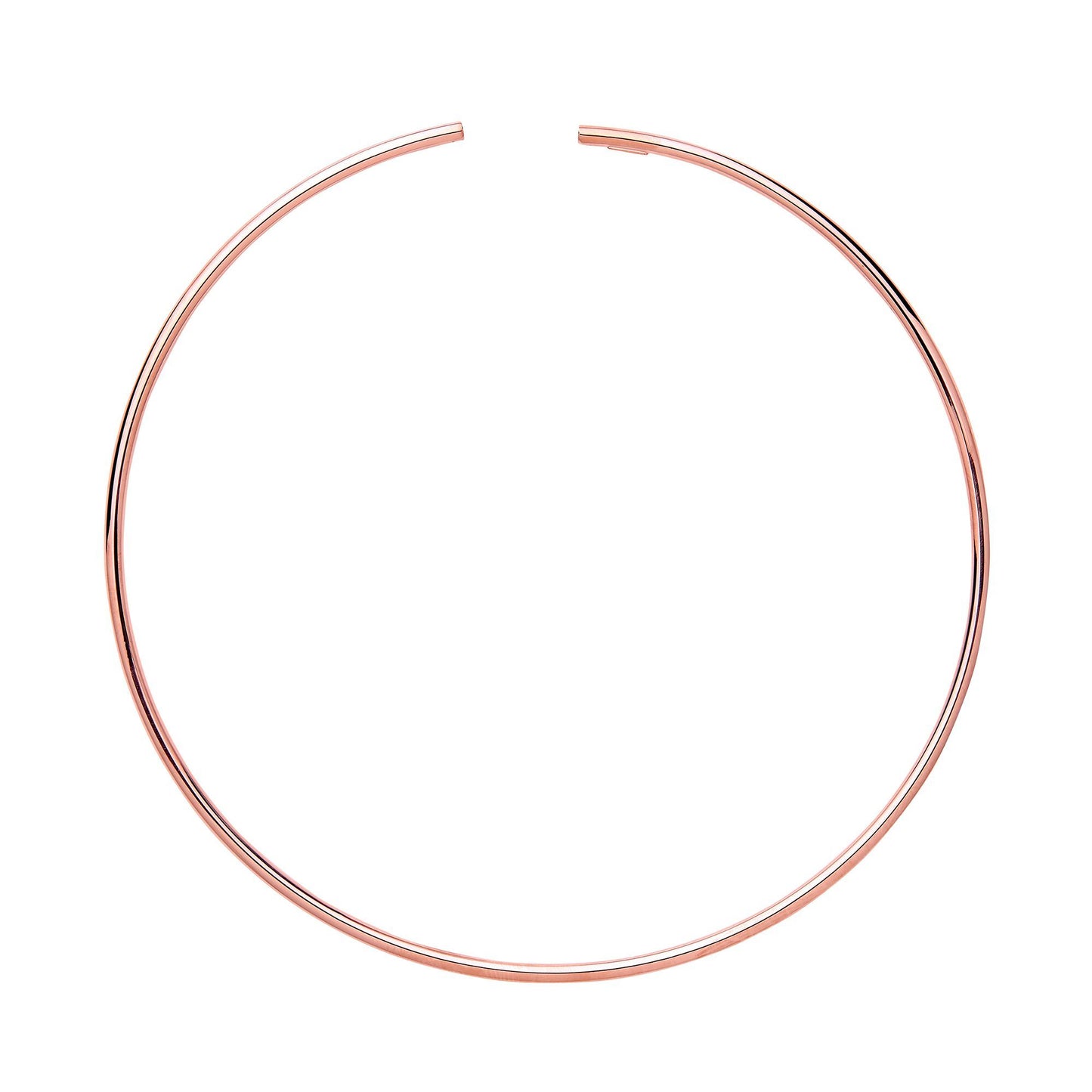 Rose Silver  Flexi Tube Collarette Necklace 2mm 14" + 15mm gap - GVK216ROSE