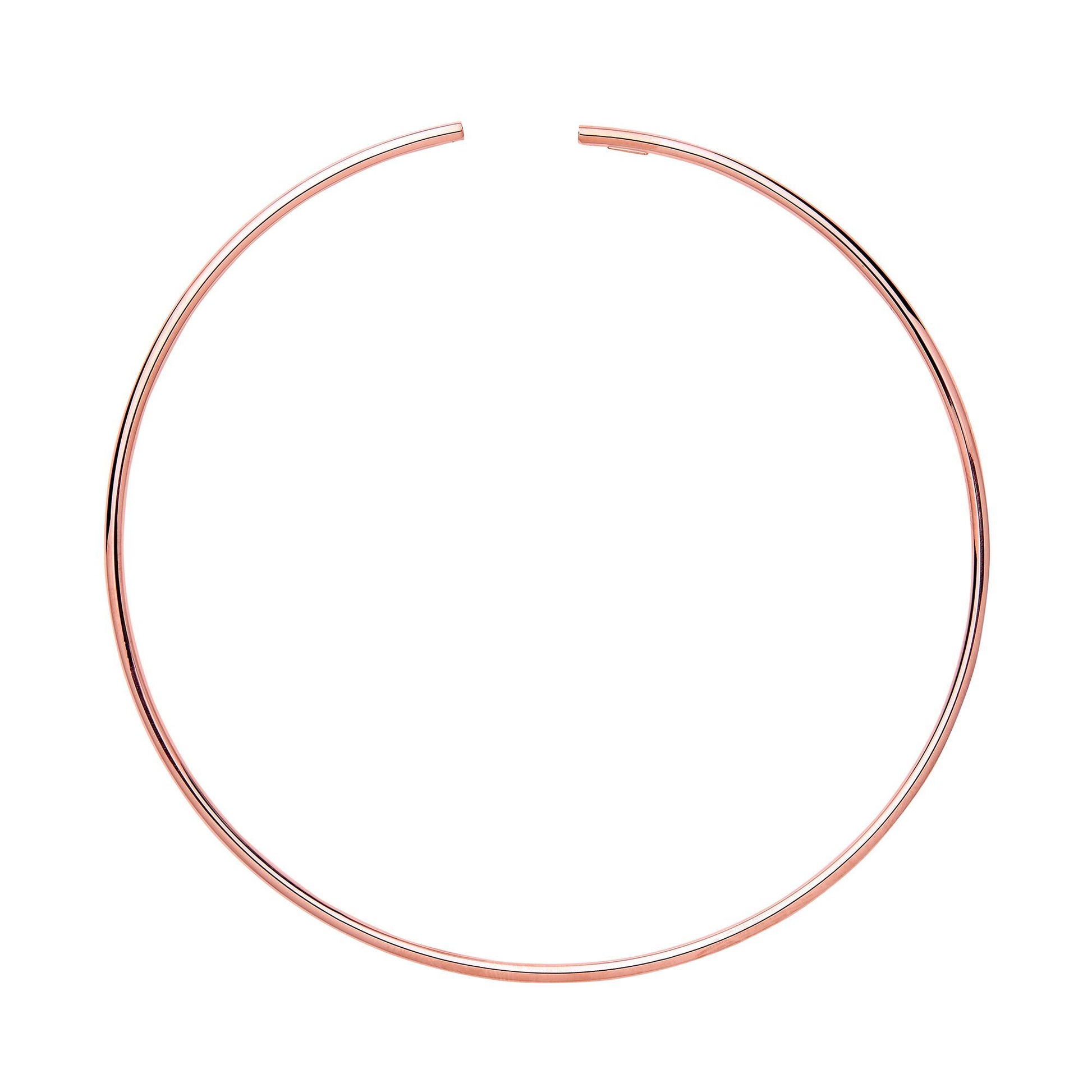 Rose Silver  Flexi Tube Collarette Necklace 2mm 14" + 15mm gap - GVK216ROSE