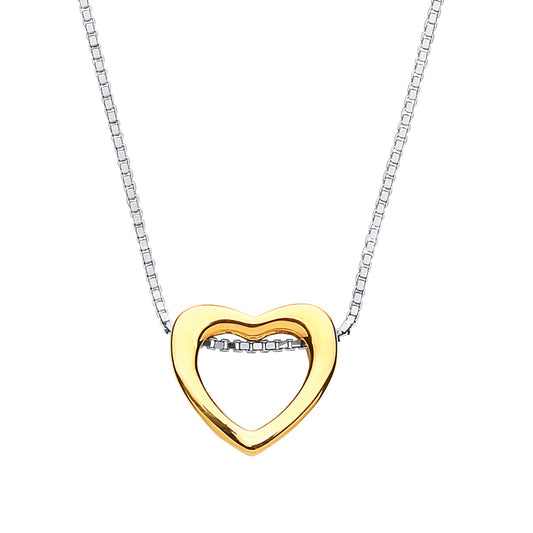 Gilded Silver  Love Heart Halo Charm Necklace 16 + 2 inch - GVK217GOLD