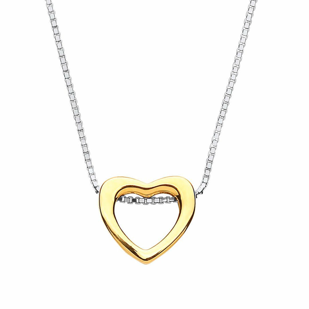 Gilded Silver  Love Heart Halo Charm Necklace 16 + 2 inch - GVK217GOLD