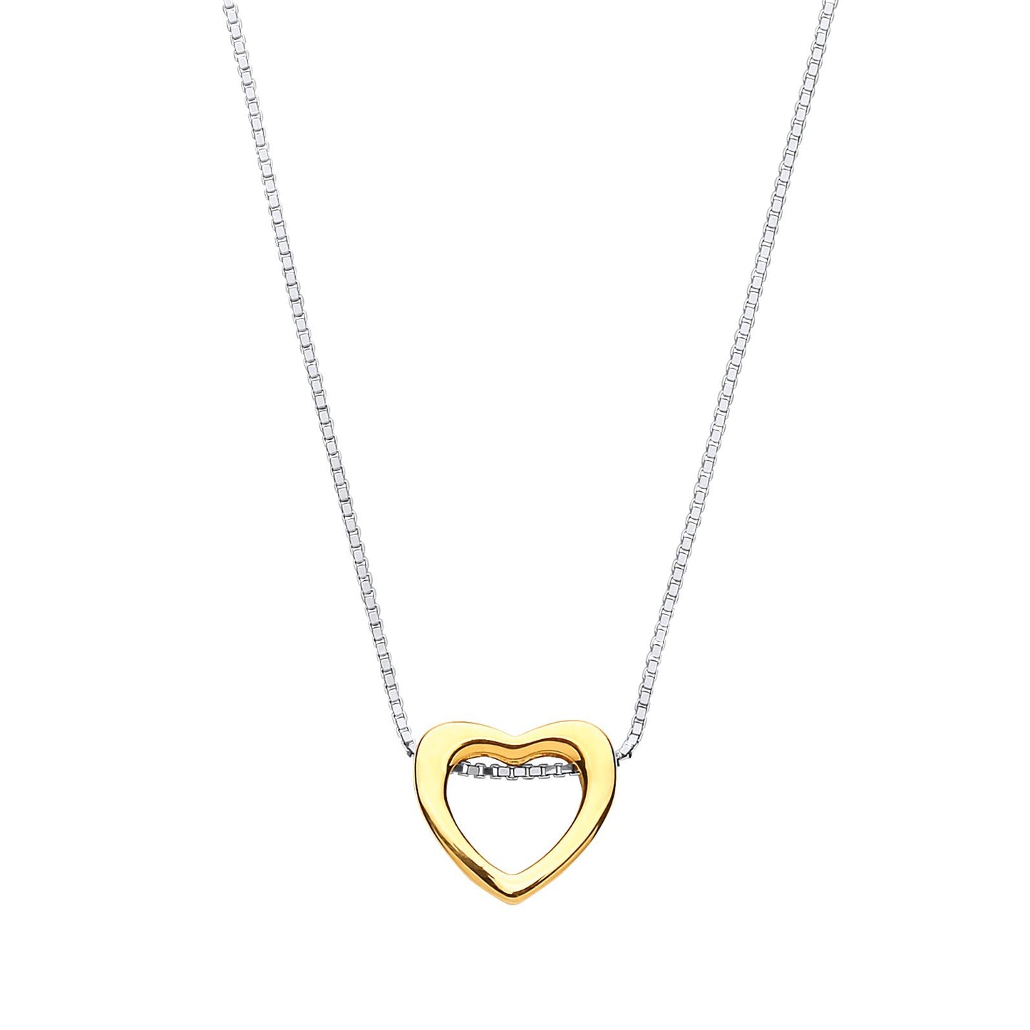 Gilded Silver  Love Heart Halo Charm Necklace 16 + 2 inch - GVK217GOLD