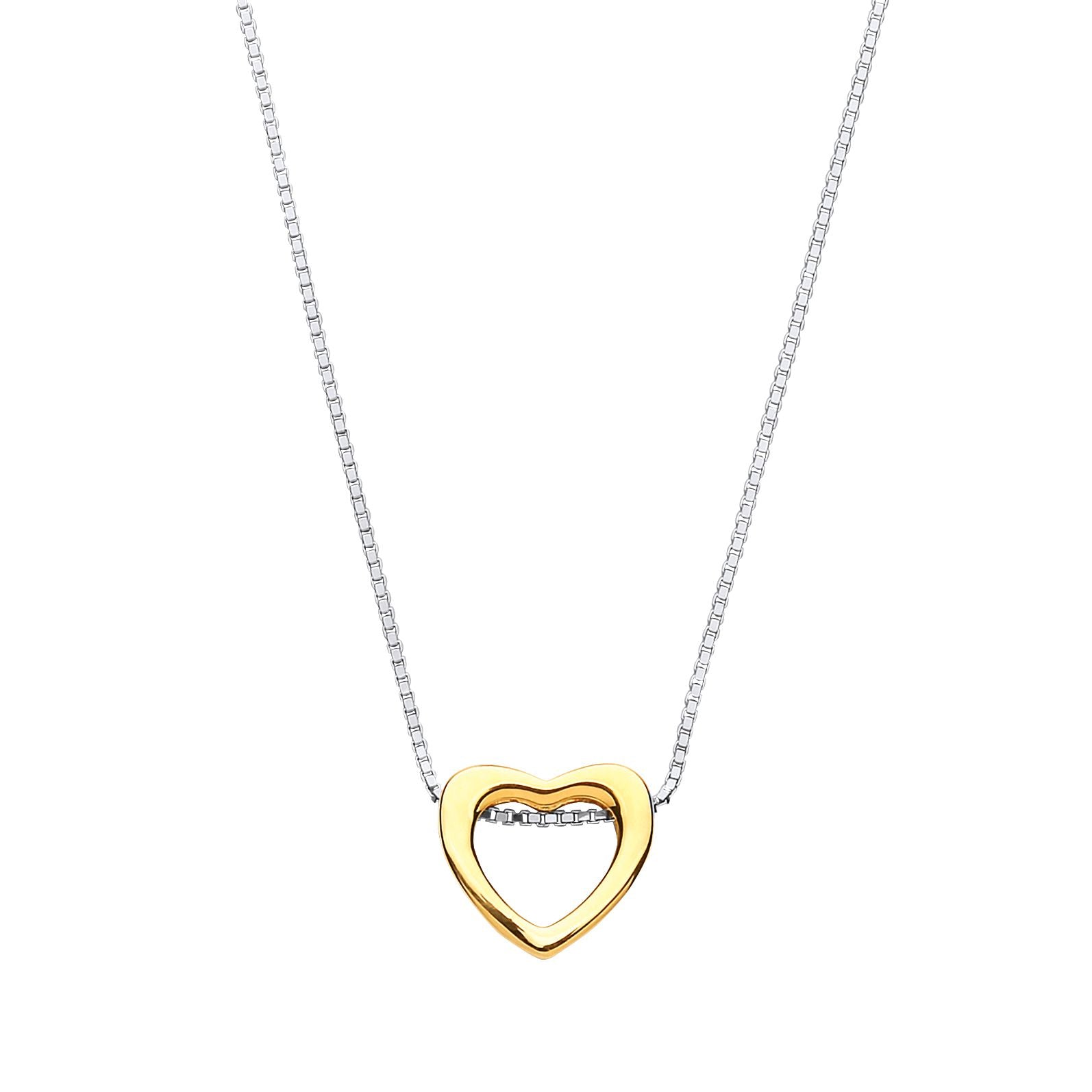Gilded Silver  Love Heart Halo Charm Necklace 16 + 2 inch - GVK217GOLD