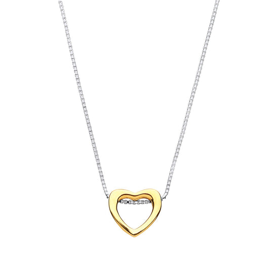 Gilded Silver  Love Heart Halo Charm Necklace 16 + 2 inch - GVK217GOLD