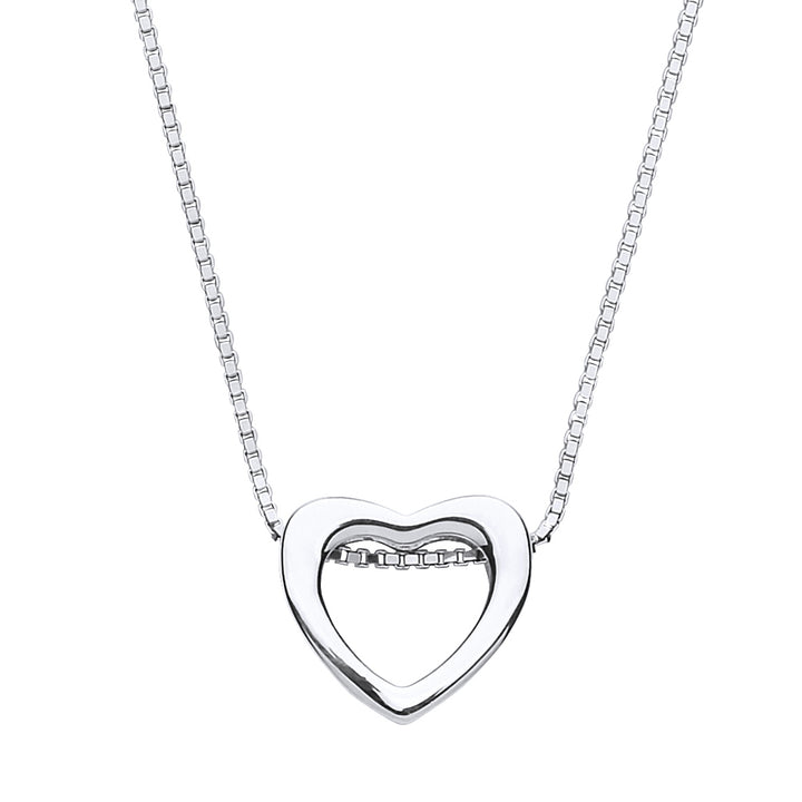 Silver  Love Heart Halo Charm Necklace 15 + 2 inch - GVK217RH