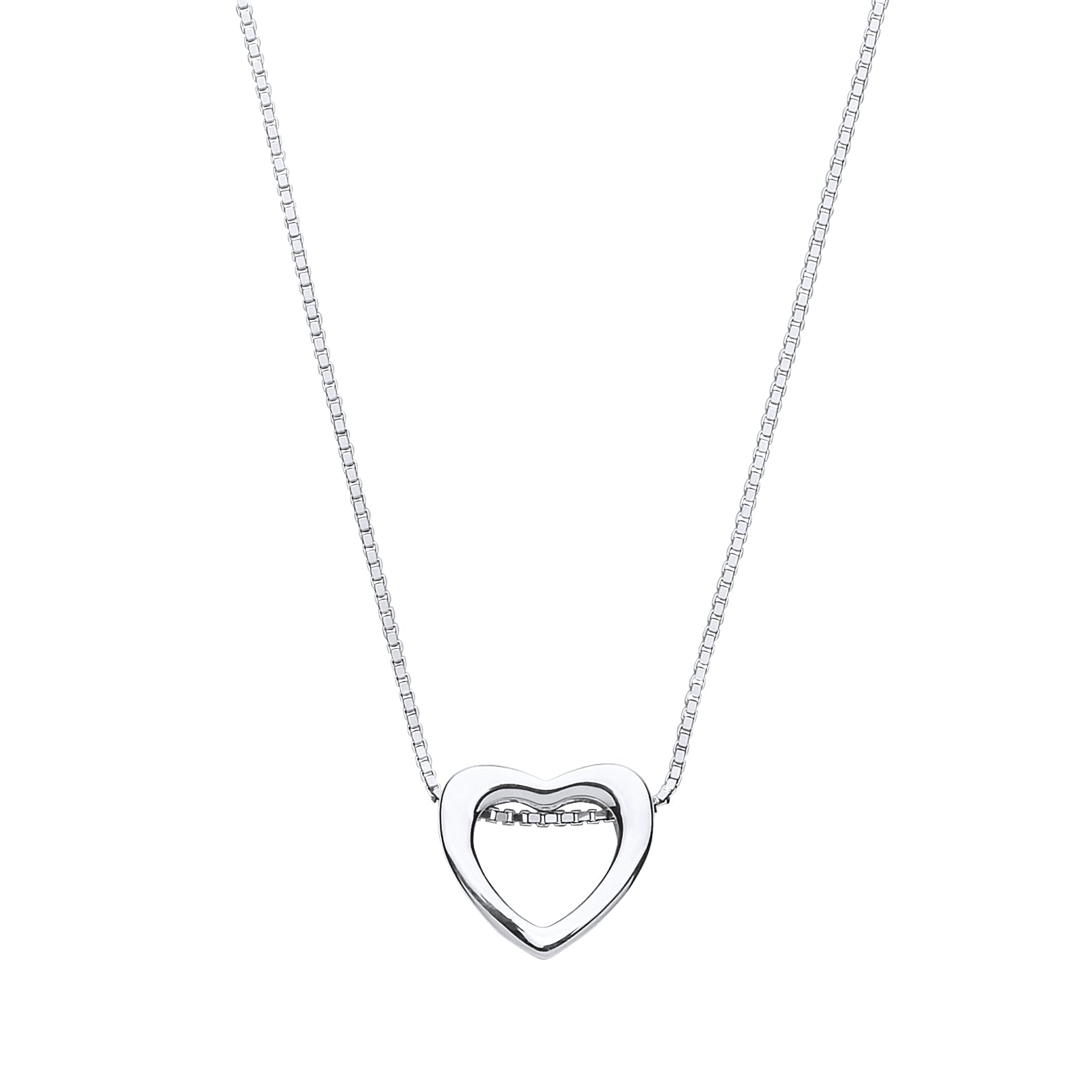 Silver  Love Heart Halo Charm Necklace 15 + 2 inch - GVK217RH