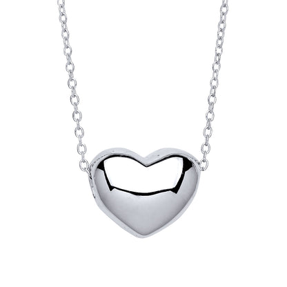 Silver  Bubbly 3D Love Heart Charm Necklace - GVK227