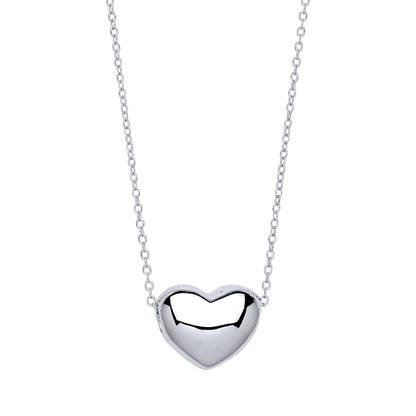 Silver  Bubbly 3D Love Heart Charm Necklace - GVK227