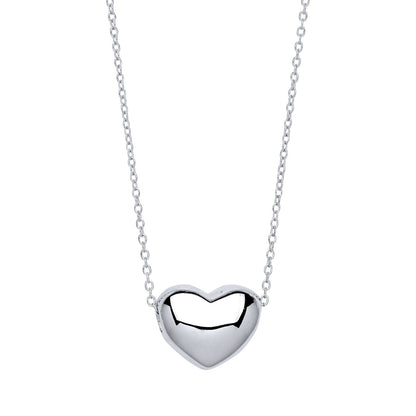 Silver  Bubbly 3D Love Heart Charm Necklace - GVK227