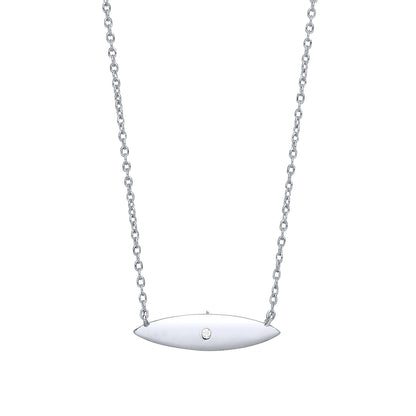 Silver  CZ Mini Surfboard Charm Necklace - GVK232