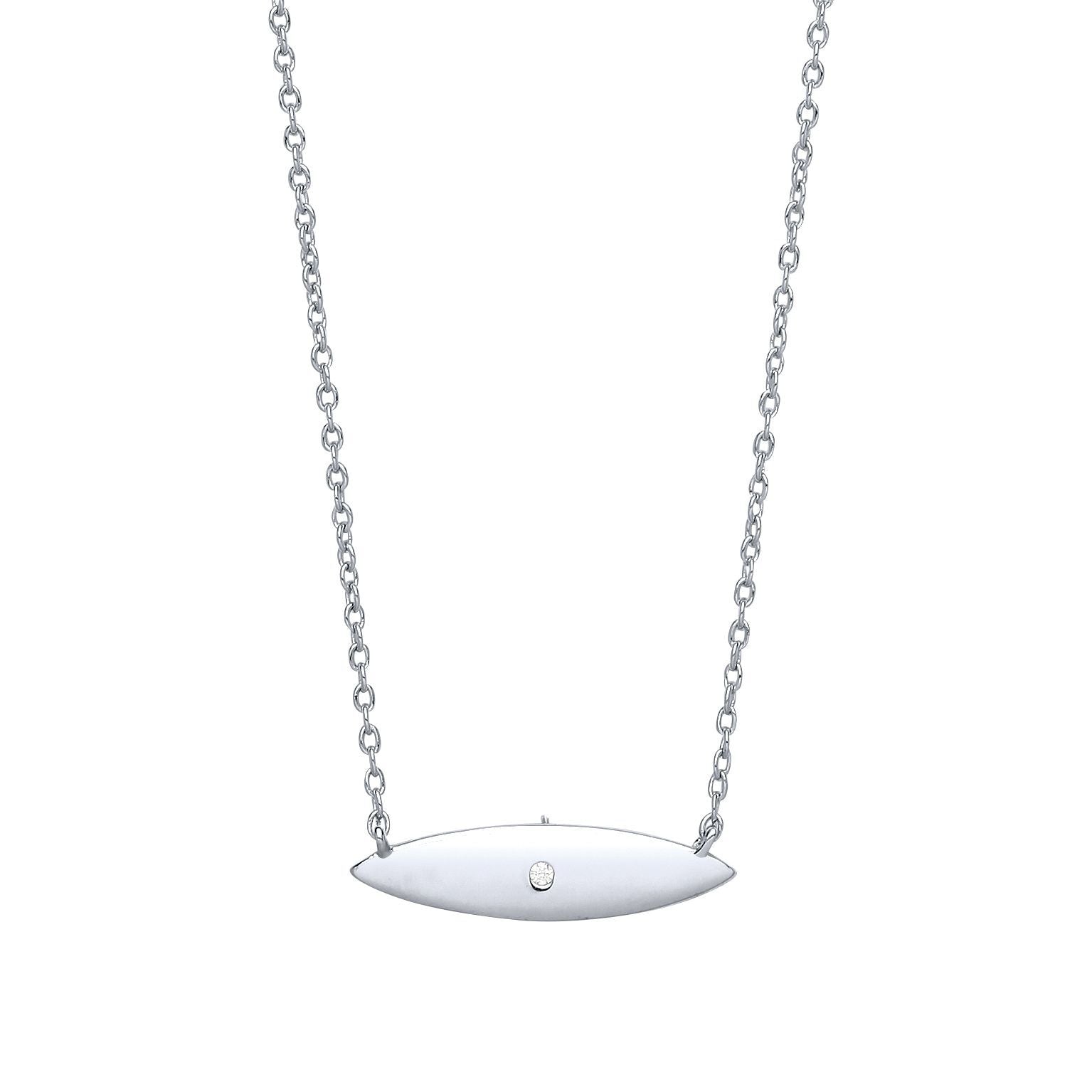 Silver  CZ Mini Surfboard Charm Necklace - GVK232