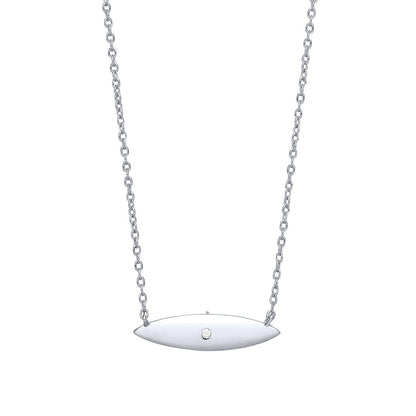 Silver  CZ Mini Surfboard Charm Necklace - GVK232