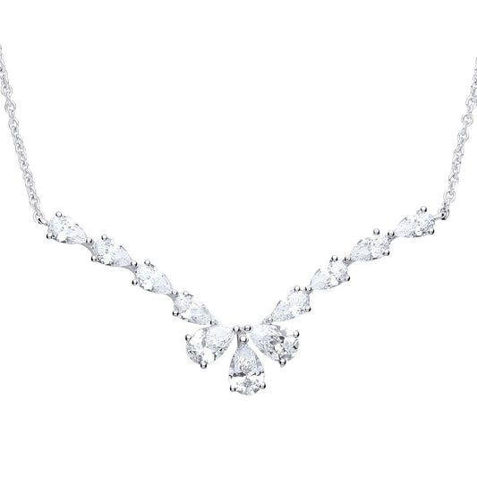 Silver Pear CZ Snow Angel Charm Necklace 16 + 2 inch - GVK240