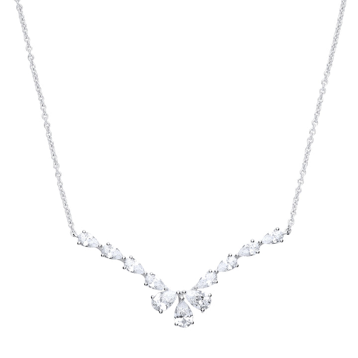 Silver  Pear CZ Snow Angel Charm Necklace 16 + 2 inch - GVK240