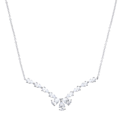 Silver  Pear CZ Snow Angel Charm Necklace 16 + 2 inch - GVK240