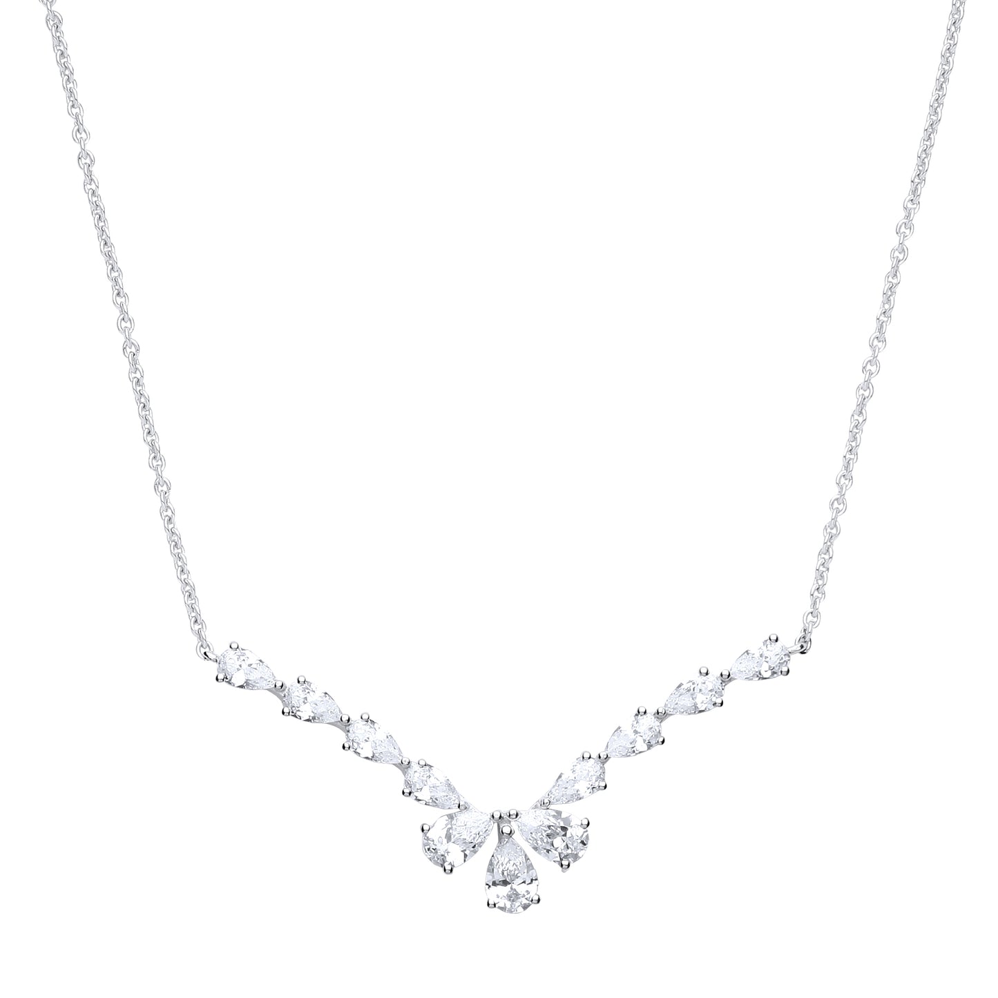 Silver  Pear CZ Snow Angel Charm Necklace 16 + 2 inch - GVK240