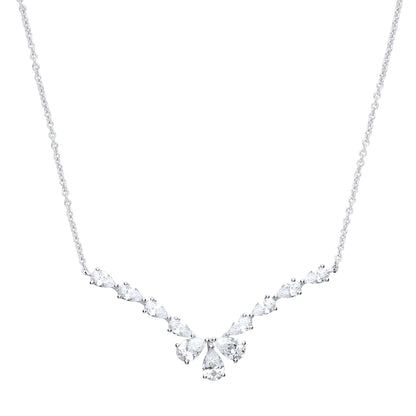 Silver  Pear CZ Snow Angel Charm Necklace 16 + 2 inch - GVK240