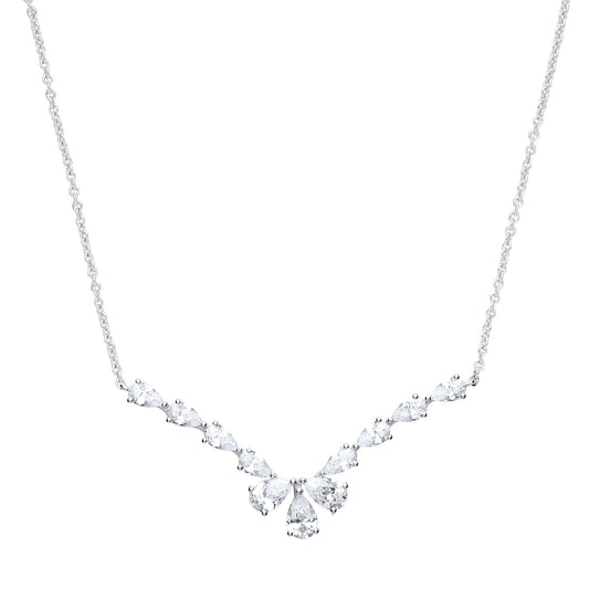 Silver  Pear CZ Snow Angel Charm Necklace 16 + 2 inch - GVK240