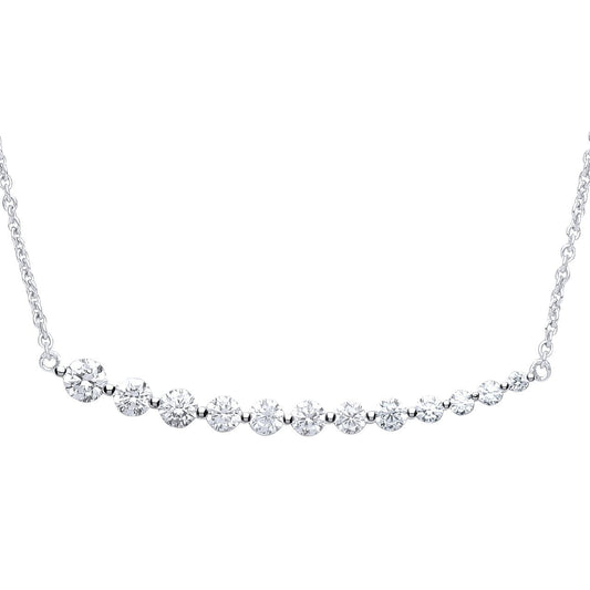 Silver CZ Graduating Line Eternity Necklace 16 + 2 inch - GVK241