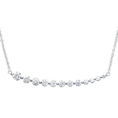 Silver  CZ Graduating Line Eternity Necklace 16 + 2 inch - GVK241