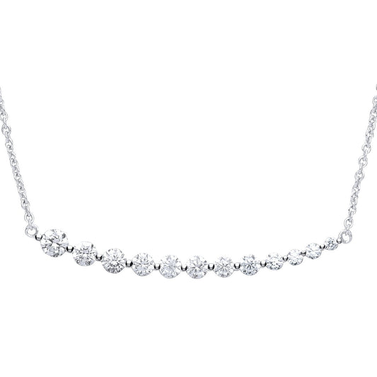 Silver  CZ Graduating Line Eternity Necklace 16 + 2 inch - GVK241