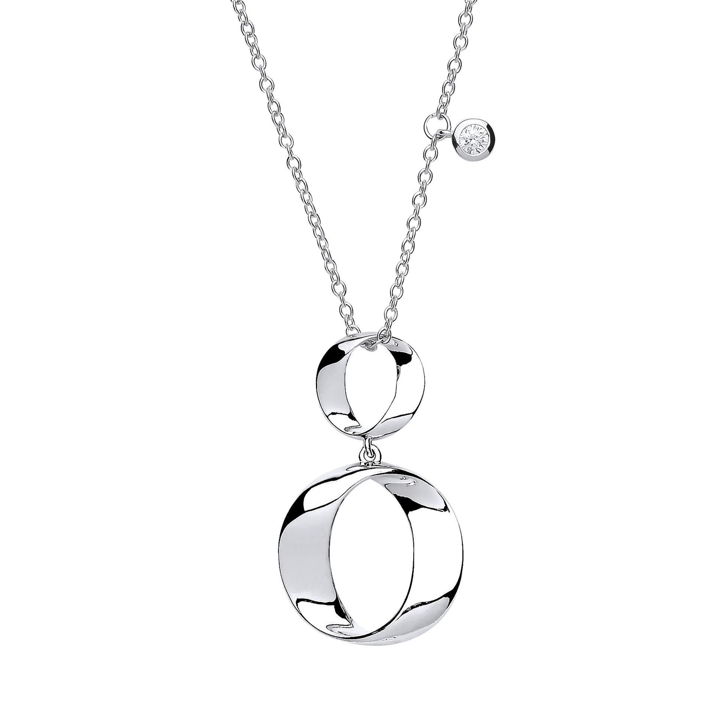 Silver  Lil n Large O Hoops Pendant Necklace 18 inch - GVK248