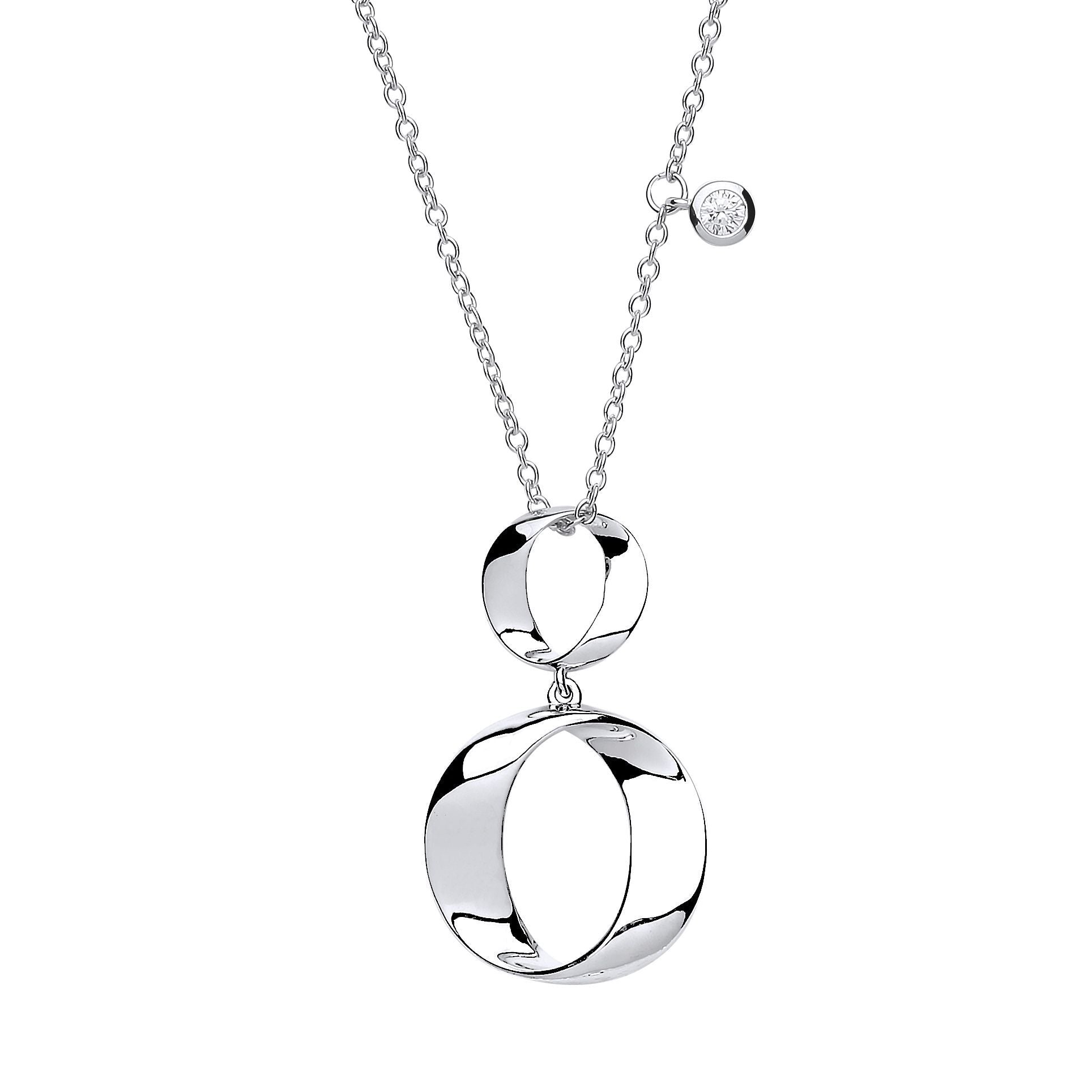 Silver  Lil n Large O Hoops Pendant Necklace 18 inch - GVK248