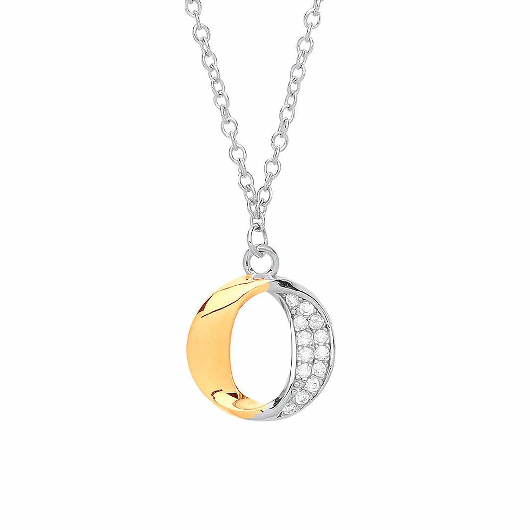 Gilded Silver  CZ O Halo Hoop charm Necklace 18 inch - GVK251