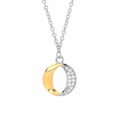 Gilded Silver  CZ O Halo Hoop charm Necklace 18 inch - GVK251